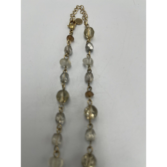 XC Axcess Gold Tone Beaded Chain Fringe Necklace Silver & Frosted Beads - Picture 1 of 4